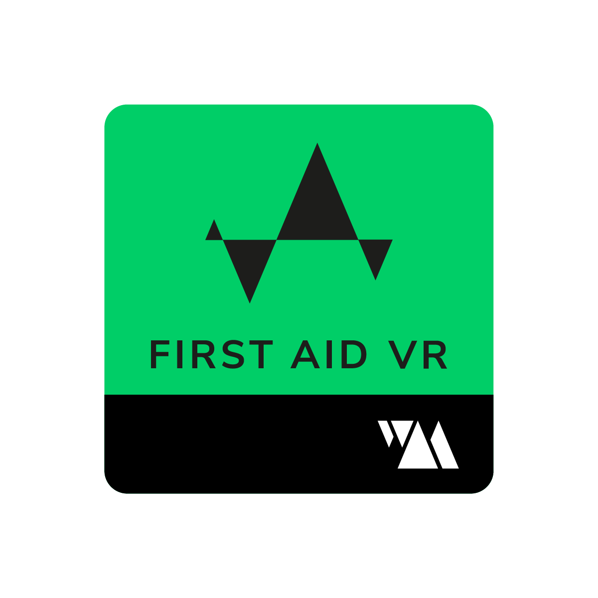 Weltenmacher First Aid VR Logo, EKG Linie auf grünem Grund